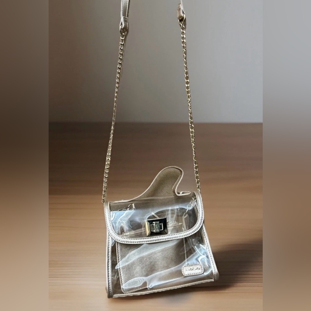 Transparent Beige Crossbody Bag with Gold Chain by Bebe